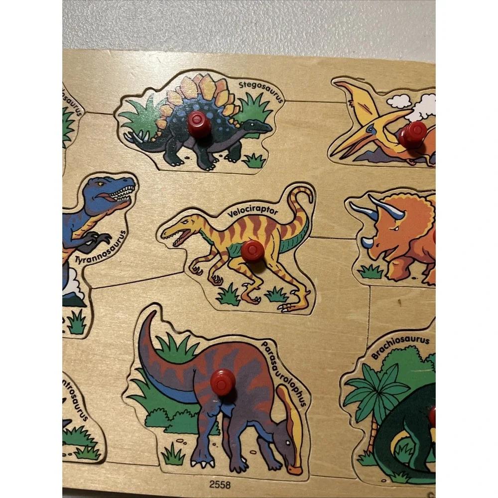 Wood Dinosaur‎ Puzzle From Small World Toys 2002 Puzzibilities Baby Toddler Play